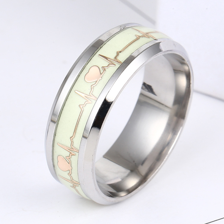 Stainless Steel Heartbeat Finger Ring Minimalist Couple - Temu Austria