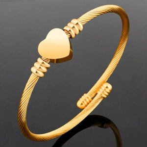 Fashion Frill Gold Bracelet For Women Stainless Steel Heart Kada Adjustable Bracelet For Women Girls Love Gifts Women Wristwear Jewellery