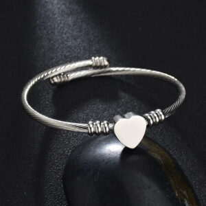 Fashion Frill Silver Bracelet For Women Stainless Steel Heart Kada Adjustable Bracelet For Women Girls Love Gifts Women Wristwear Jewellery