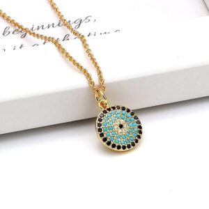 Fashion Frill Pendant For Women Zircon Gold Plated Round Chain Pendant For Women Girls Love Gifts